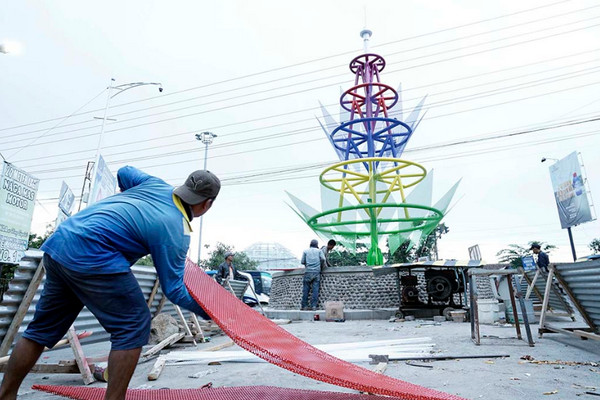 Monumen Tumpeng Api saat dalam tahap pembangunan. (Foto: boyolali.go.id)