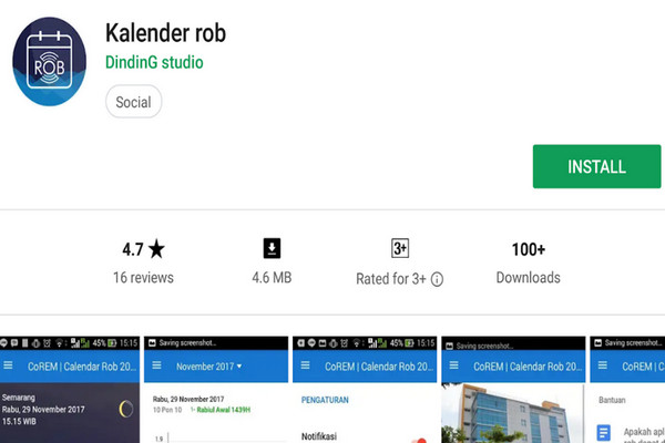  Kalender Rob. (Foto: tangkapan layar aplikasi Kalender Rob/Posjateng.id)