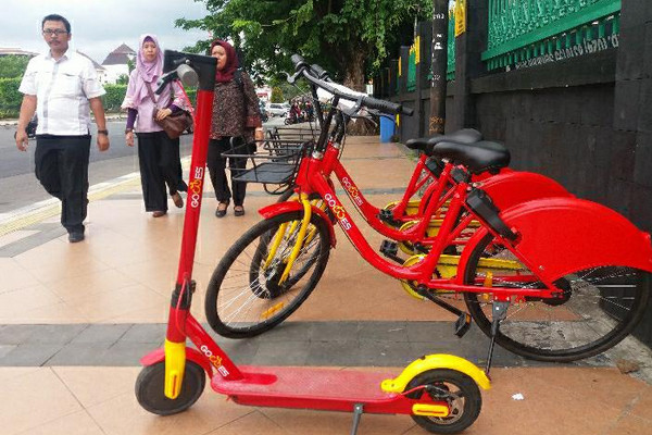 Sepeda 'Gowes' terparkir di pedestrian Simpang Lima, Kota Semarang, Jateng. (Foto: ist)