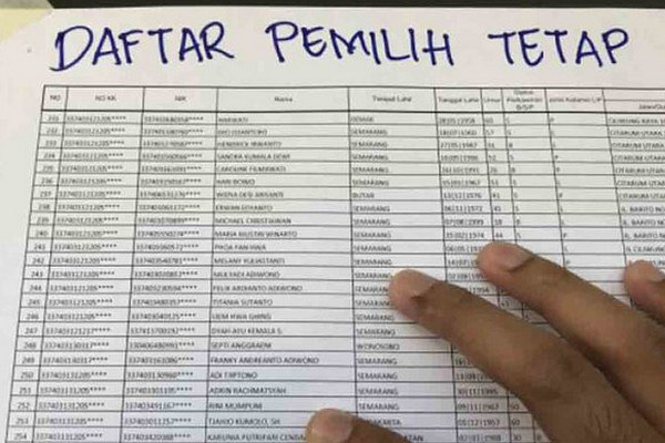 Ilustrasi daftar pemilih tetap (DPT). (Foto: Antara/Fransiska Ninditya)