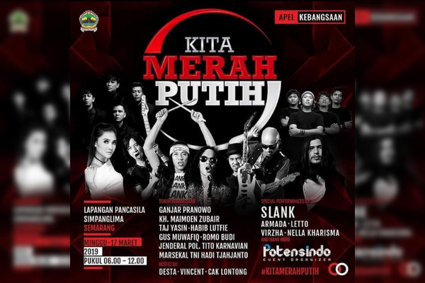 Selebaran sosialisasi Apel Kebangsaan 'Kita Merah Putih' yang digelar Badan Kesbangpol Jateng. (Foto: Twitter/@Bakesbangprov)