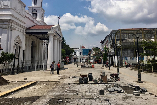 Kota Lama Semarang, Jateng, dalam tahap pengerjaan penataan. (Foto: Kementerian PUPR)