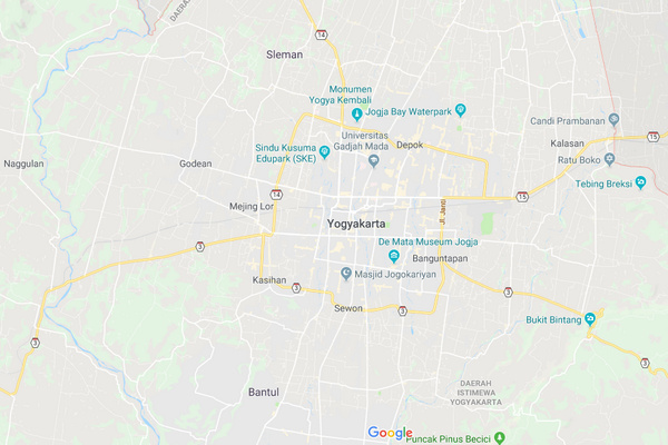 Tangkapan layar peta digital DIY di Google Maps. (Foto: Pos Jateng/Fatah HS)