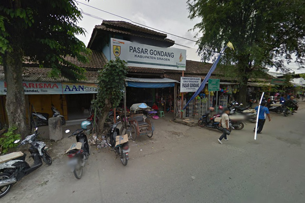 Pasar Gondang di Kabupaten Sragen, Jateng. (Foto: Google Street View)