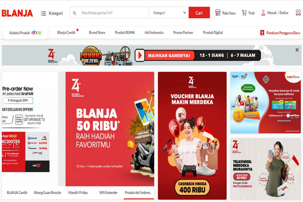 Tampilan laman niaga-el BLANJA.com (Foto: tangkapan layar blanja.com/Pos Jateng)