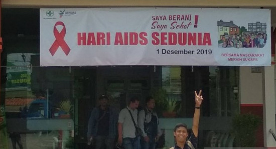 Bagian dari kegiatan kampanye pencegahan penularan HIV/AIDS di Kudus, Jawa Tengah. (ANTARA / Akhmad Nazaruddin Lathif)