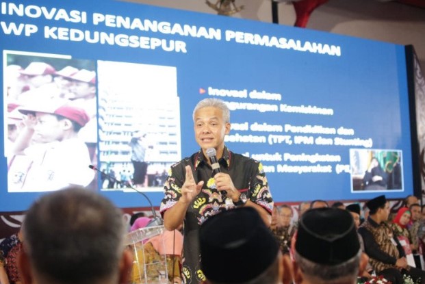 Gubernur Jawa Tengah Ganjar Pranowo saat berbicara pada acara Musrenbangwil. (ANTARA)