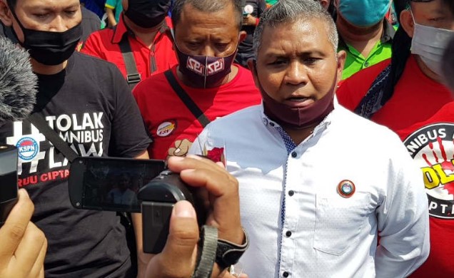 Ketua Konfederasi Serikat Pekerja Nasional (KSPN) Nanang Setiono. (ANTARA/ I.C.Senjaya)