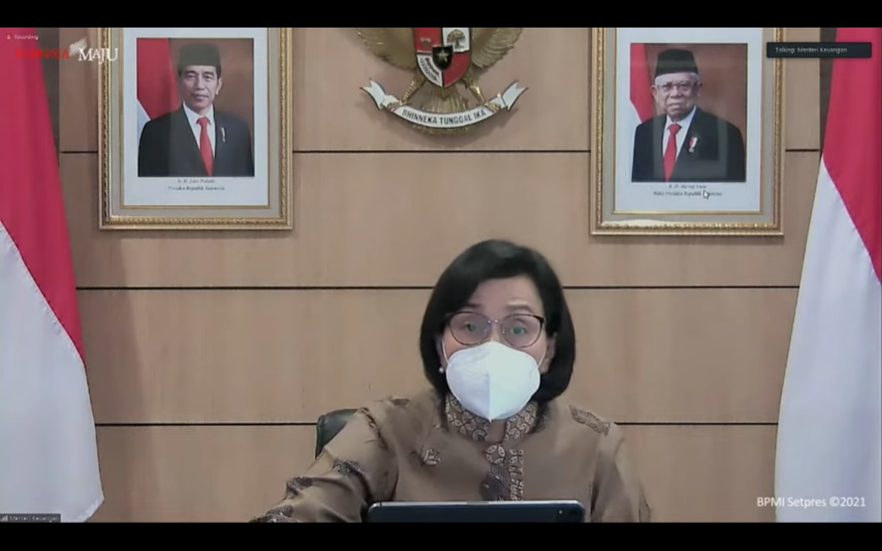 Menkeu saat Sidang Kabinet Paripurna Realisasi Semester I dan Prognosis Semester II Pelaksanaan APBN 2021, Senin (5/7). Dokumentasi: YouTube Sekretariat Presiden