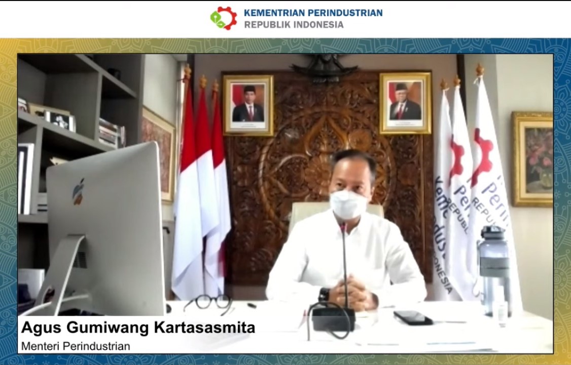 Menperin RI, Agus Gumiwang Kartasasmita dalam Webinar Nasional: Kebijakan dan Implementasi PPKM Darurat Covid-19 Sektor Industri, Selasa (6/7). Dokumentasi: kemenperin.go.id