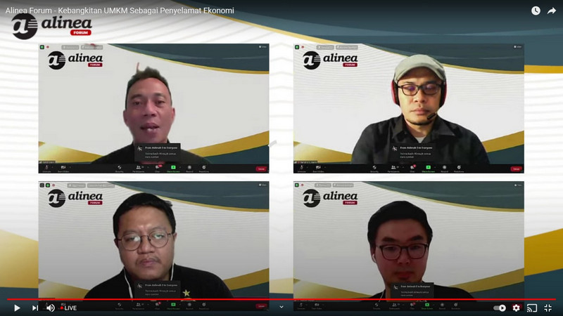 Webinar Alinea Forum bertajuk 'Kebangkitan UMKM Penyelamat Ekonomi' pada Kamis (8/7/2021). Istimewa
