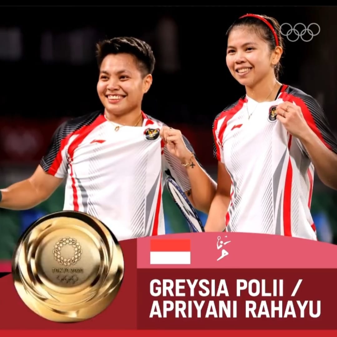 Greysia Polii-Apriyani Rahayu berhasil merebut medali emas di Olimpiade Tokyo 2020. (Foto: Instagram @olympics).