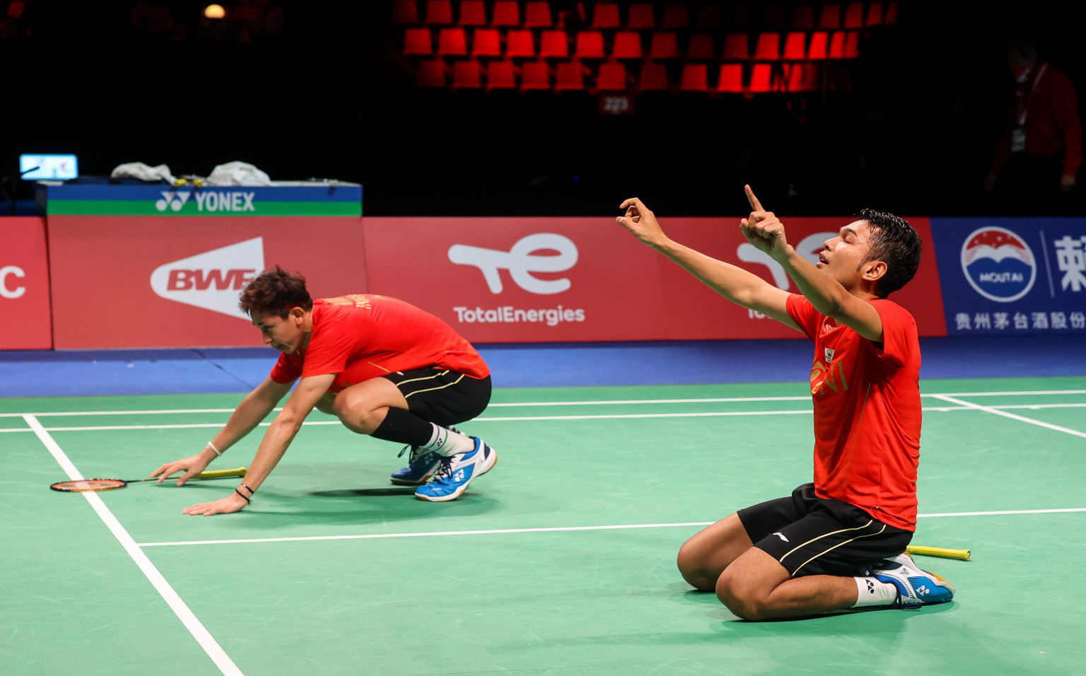 Fajar Alfian dan M. Rian saat bertading pada Thomas Cup 2020. Foto: bwfbadminton.com