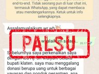 Tangkapan layar percakapan akun yang mengatasnamakan Bupati Klaten. Foto: klatenkab.go.id