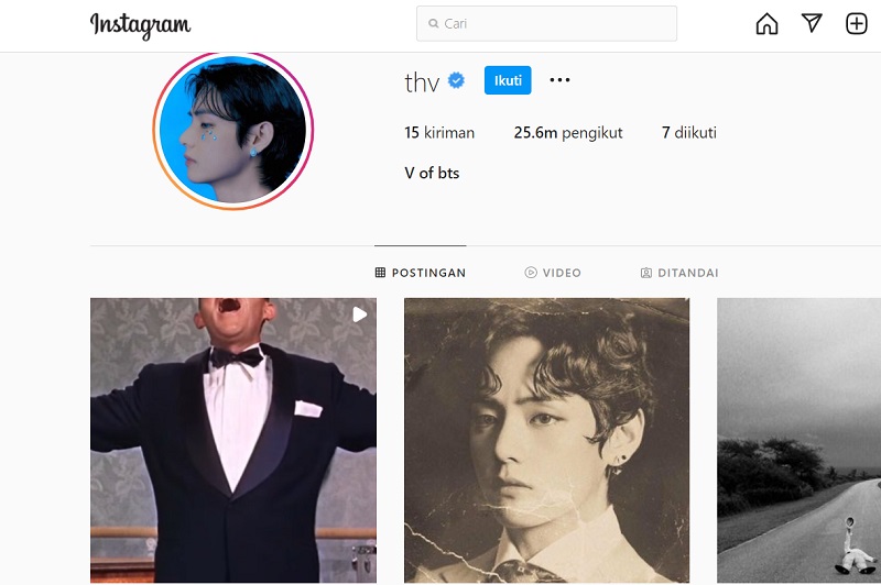 Akun Instagram V BTS  (Foto: Tangkapan layar Instagram @thv)