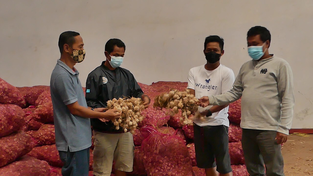 Petani Temanggung saat memamerkan bawang putih lokal. Foto: jatengprov.go.id