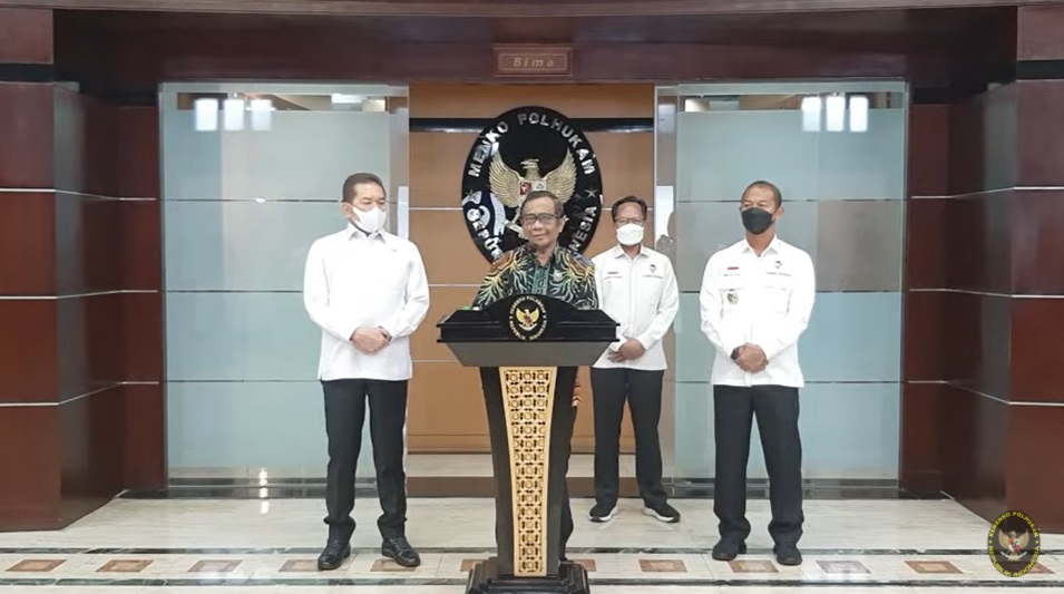 Menteri Koordinator Bidang Politik, Hukum, dan Keamanan Mahfud MD. Foto: Tangkapan layar YouTube Kemenko Polhukam