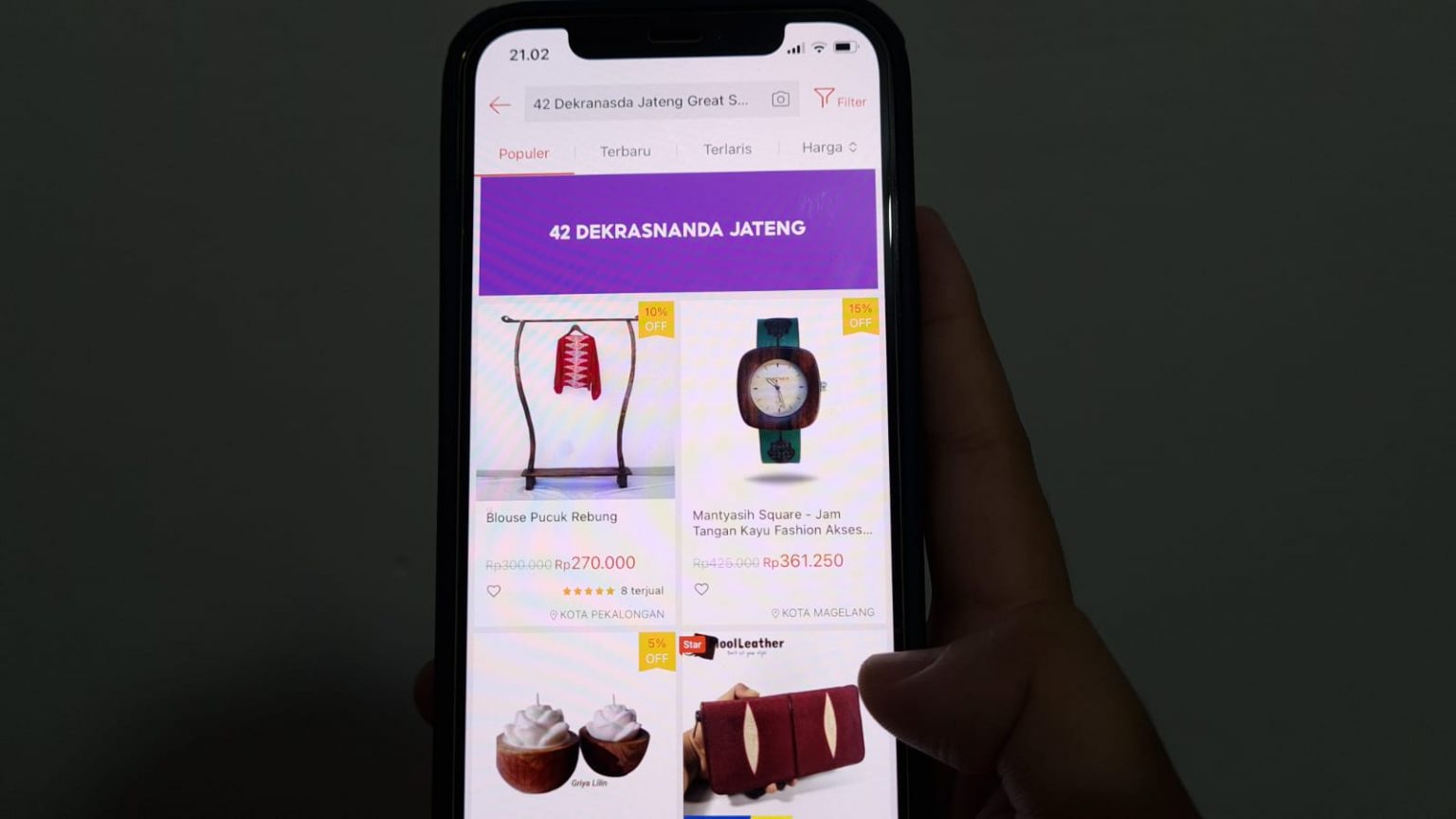 Layar aplikasi Shopee khusus Dekranas 42 Great Sale. Foto: Diskominfo Jateng