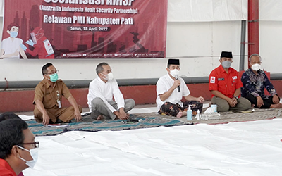 Bupati Pati, Haryanto, dalam acara sosialisasi Australia Indonesia Health Security Partnership (AIHSP), Senin (18/4). Sumber: patikab.go.id