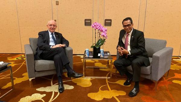 Menhub, Budi Karya Sumadi bertemu pihak ICAO dalam rangkaian kegiatan Changi Aviation Summit 2020 di Singapura. Sumber foto: dephub.go.id