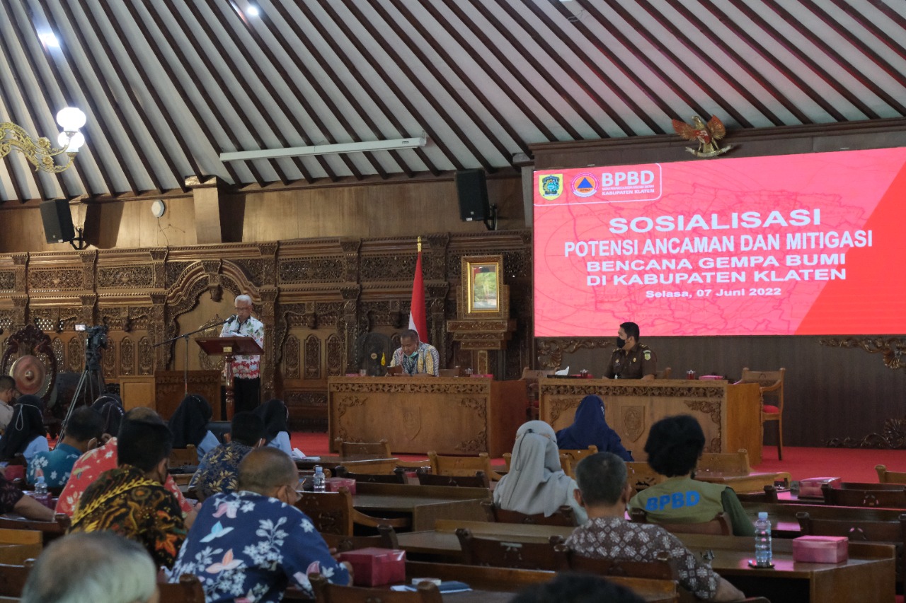 BPBD Klaten menggelar Sosialisasi Potensi Ancaman dan Mitigasi Bencana Gempa Bumi, Selasa (7/6). Foto: Diskominfo Klaten