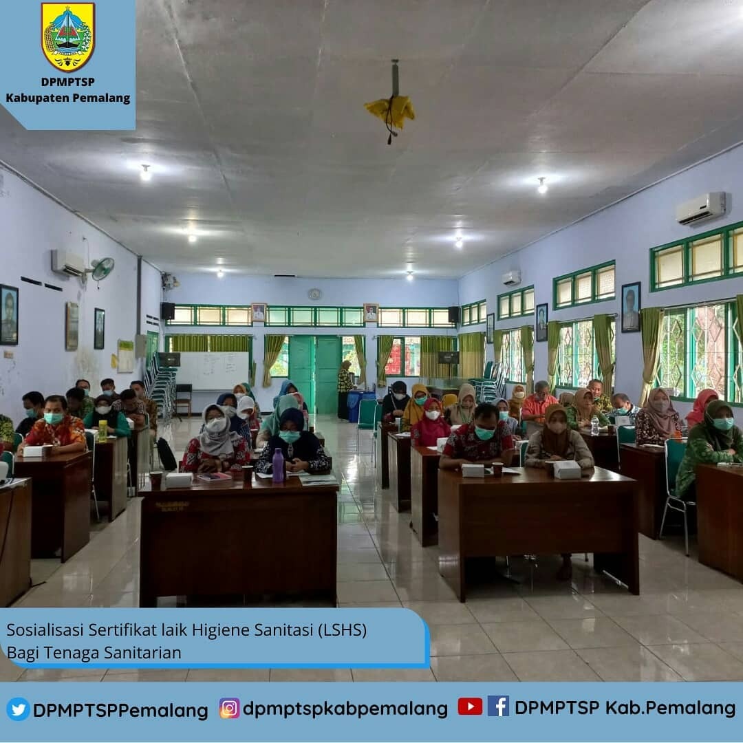 DPMPTSP dan Dinkes Kabupaten Pemalang menyelenggarakan Sosialisasi Sertifikat Laik Higiene Sanitasi (SLHS), Kamis (16/6). (Foto: intagram.com/dpmptspkabpemalang)