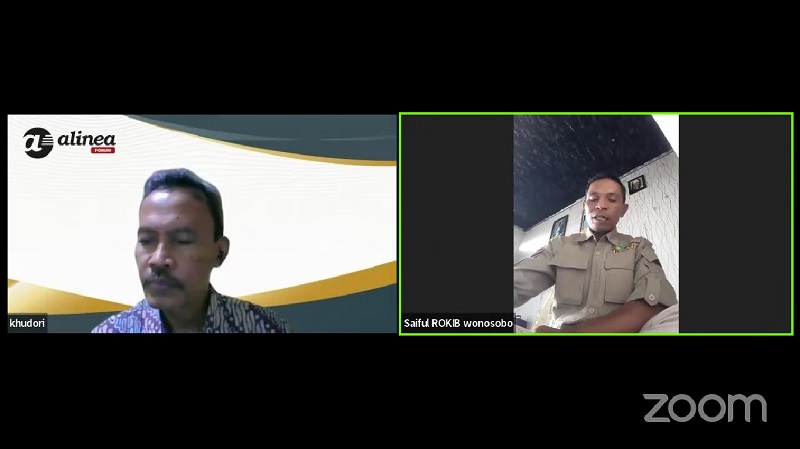 Saiful Rokib. Ketua Kelompok Tani di Desa Sidomulyo, Kabupaten Wonosobo, Jawa Tengah (kanan) dalam diskusi Alinea Forum bertajuk "Dua Tahun Food Estate: Apa Saja Pencapaiannya?" yang digelar secara daring, Selasa (23/8/2022).