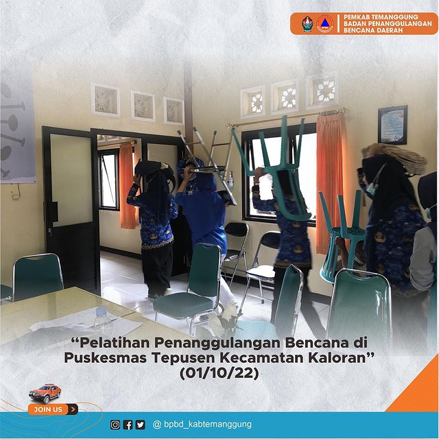 BPBD Kabupaten Temanggung menggelar Edukasi dan Pelatihan Penanggulangan Bencana di Puskesmas Tepusen, Kecamatan Kaloran, Sabtu (1/10). (Foto: instagram.com/bpbd_kabtemanggung)