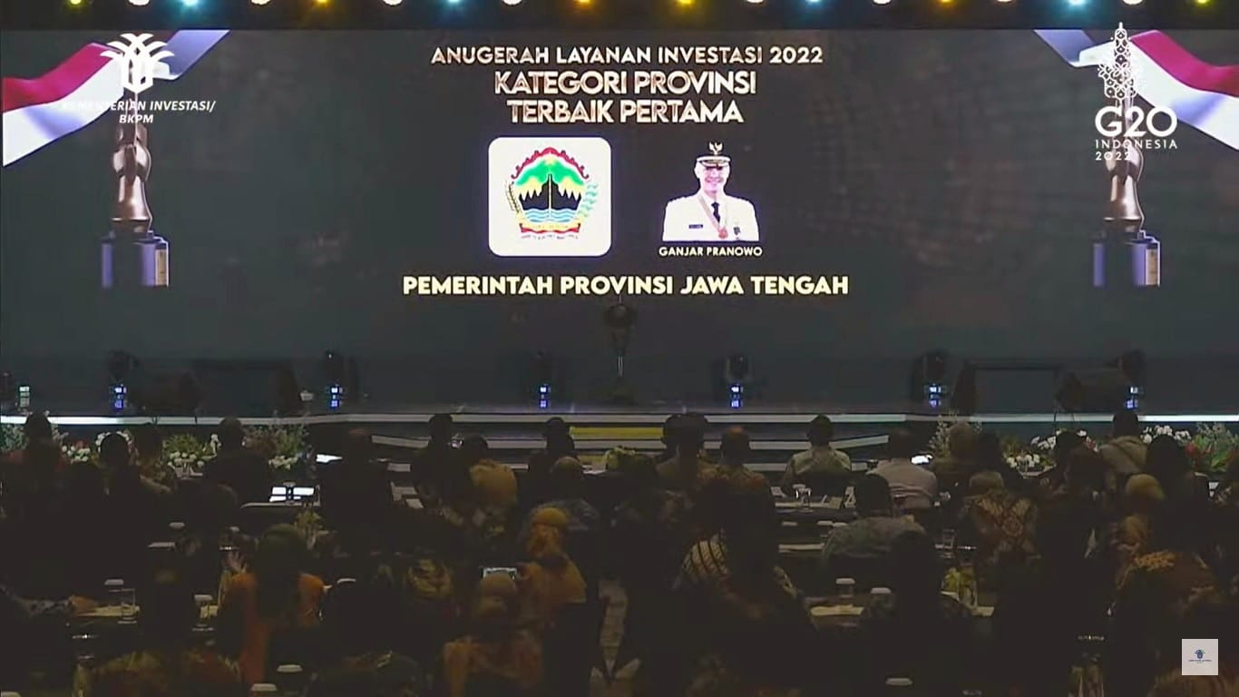 Pengumuman Pemprov Jateng sebagai yang terbaik pada ajang Anugerah Layanan Investasi (ALI) 2022. Foto: jatengprov.go.id