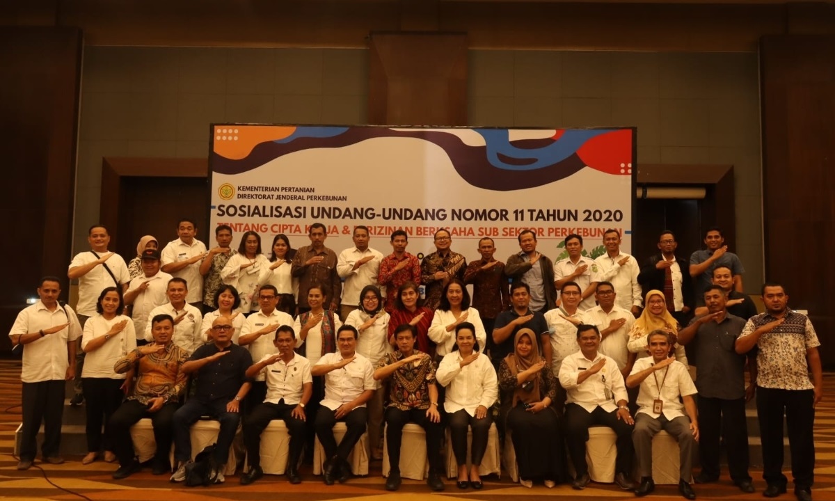 Sosialisasi Undang-Undang Nomor 11 Tahun 2020 tentang Cipta Kerja dan Perizinan Berusaha Sub Sektor Perkebunan dilaksanakan Kementerian Pertanian melalui Ditjen Perkebunan pada Rabu (12/10) di Medan, Sumatera Utara.
