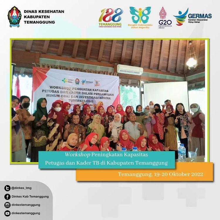 Dinas Kesehatan (Dinkes) Kabupaten Temanggung menggelar kegiatan Workshop Peningkatan Kapasitas bagi Petugas dan Kader Penanggulangan Tuberkulosis (TBC) dari puskesmas. (Foto: instagram.com/dinkestemanggung)