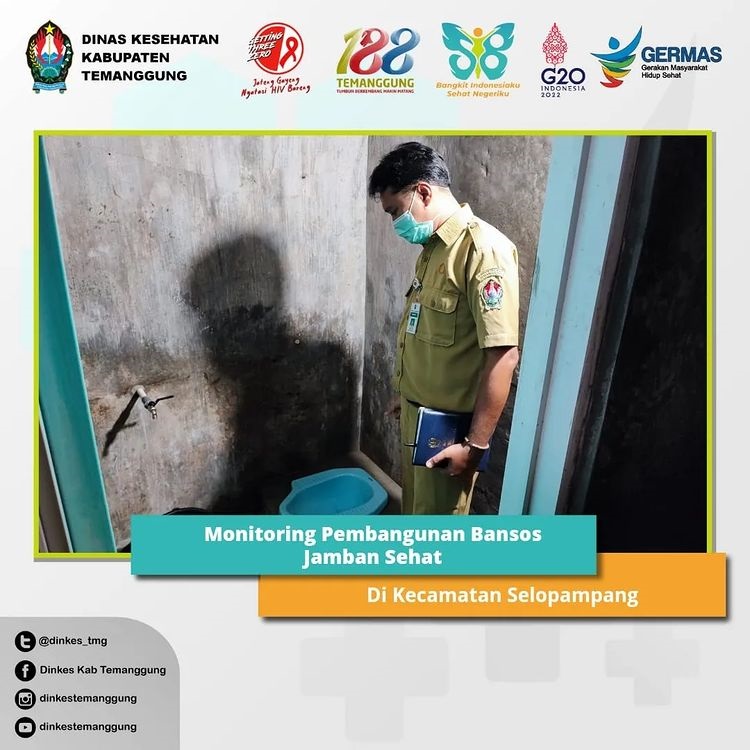 Dinkes dan Inspektorat Temanggung memonitoring pembangunan Bansos Jamban Sehat, Selasa (25/20). (Foto: instagram.com/dinkestemanggung)
