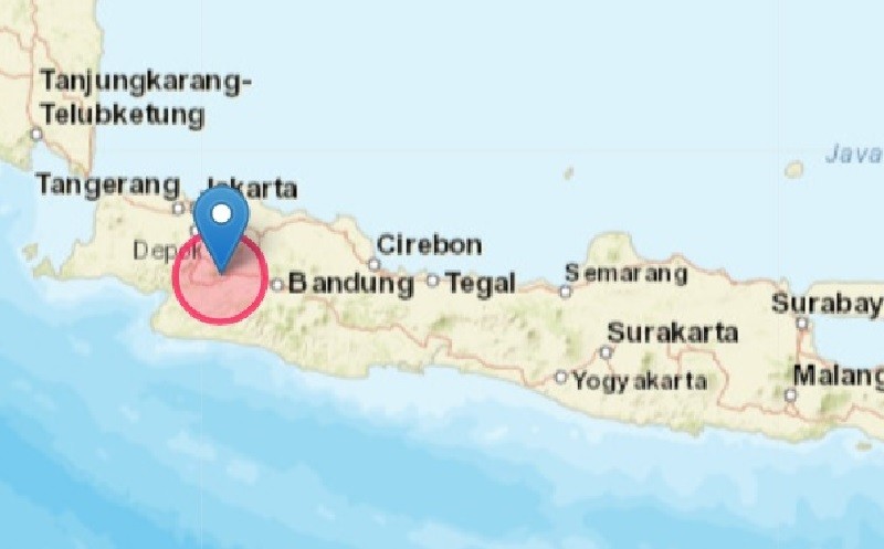 Titik gempa guncang Jakarta dan wilayah Jabar. Ilustrasi: twitter @infoBMKG