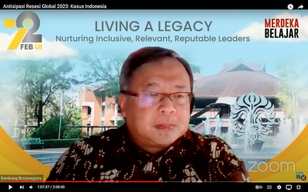 Bambang Brodjonegoro dalam webinar Moya Institute