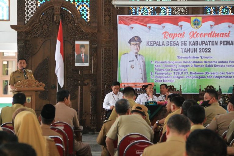 Plt. Bupati Pemalang, Mansur Hidayat saat Rakor Kepala Desa Se-Kabupaten Pemalang Triwulan Ke IV Tahun 2022 di Pendopo. Foto: pamalangkab.go.id