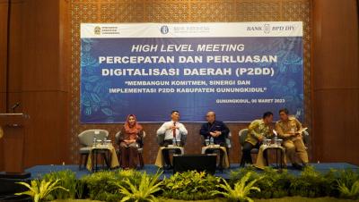 Bupati Gunungkidul beserta jajaran saat High Level Meeting Tim Percepatan Perluasan Digitalisasi Daerah (TP2DD) Kabupaten Gunungkidul Tahun 2023. Foto: gunungkidulkab.go.id