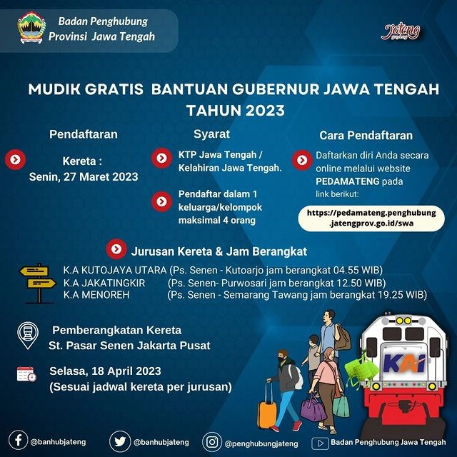 Mudik Gratis Pemprov Jateng. Sumber Foto: akun Instagram @penghubungjateng