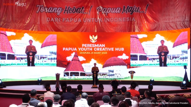 Presiden RI, Joko Widodo (Jokowi) saat meresmikan Papua Youth Creative Hub di Kota Jayapura. Foto: setkab.go.id