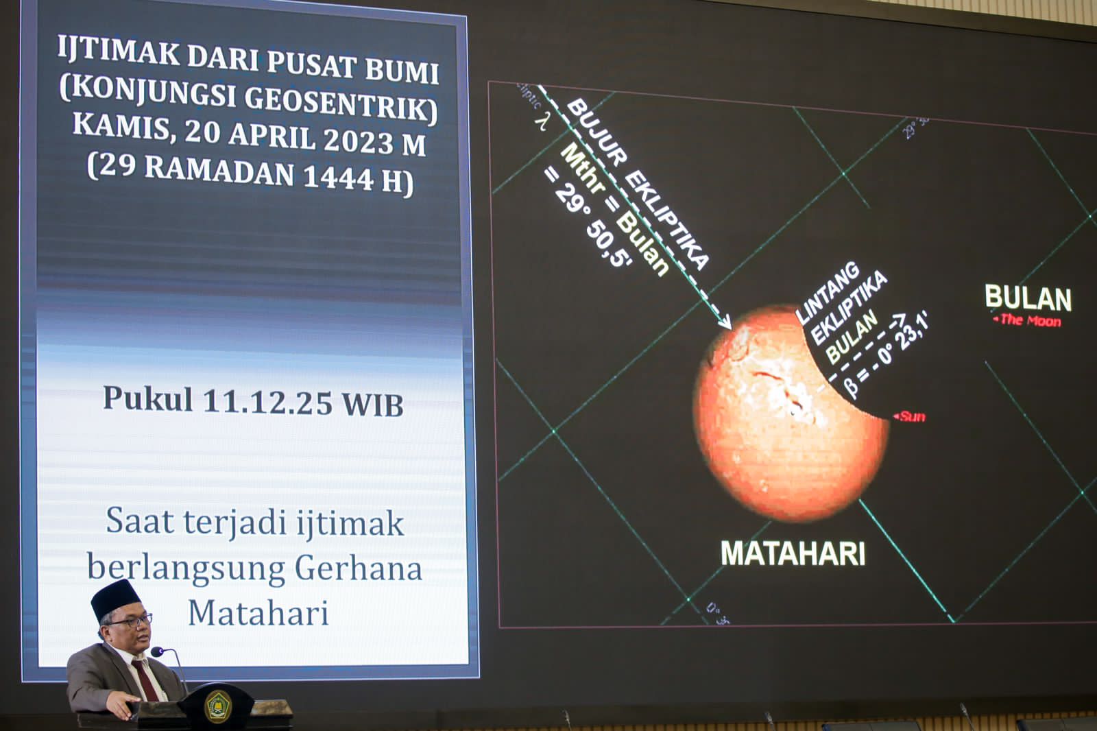 Anggota Tim Hisab Rukyat Kemenag, Khafid saat sidang isbat. Foto: kemenag.go.id