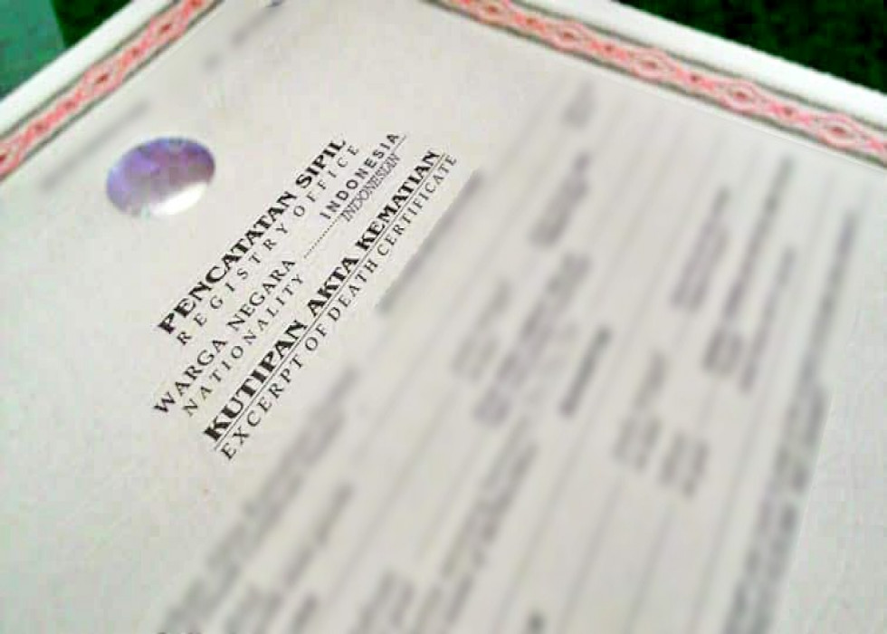 Ilustrasi akta kematian. Foto: kemendagri.go.id