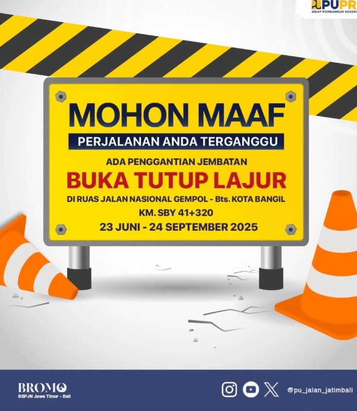 Perbaikan Jembatan Cangkring Malang Jalan Gempol-Batas Kota Bangli